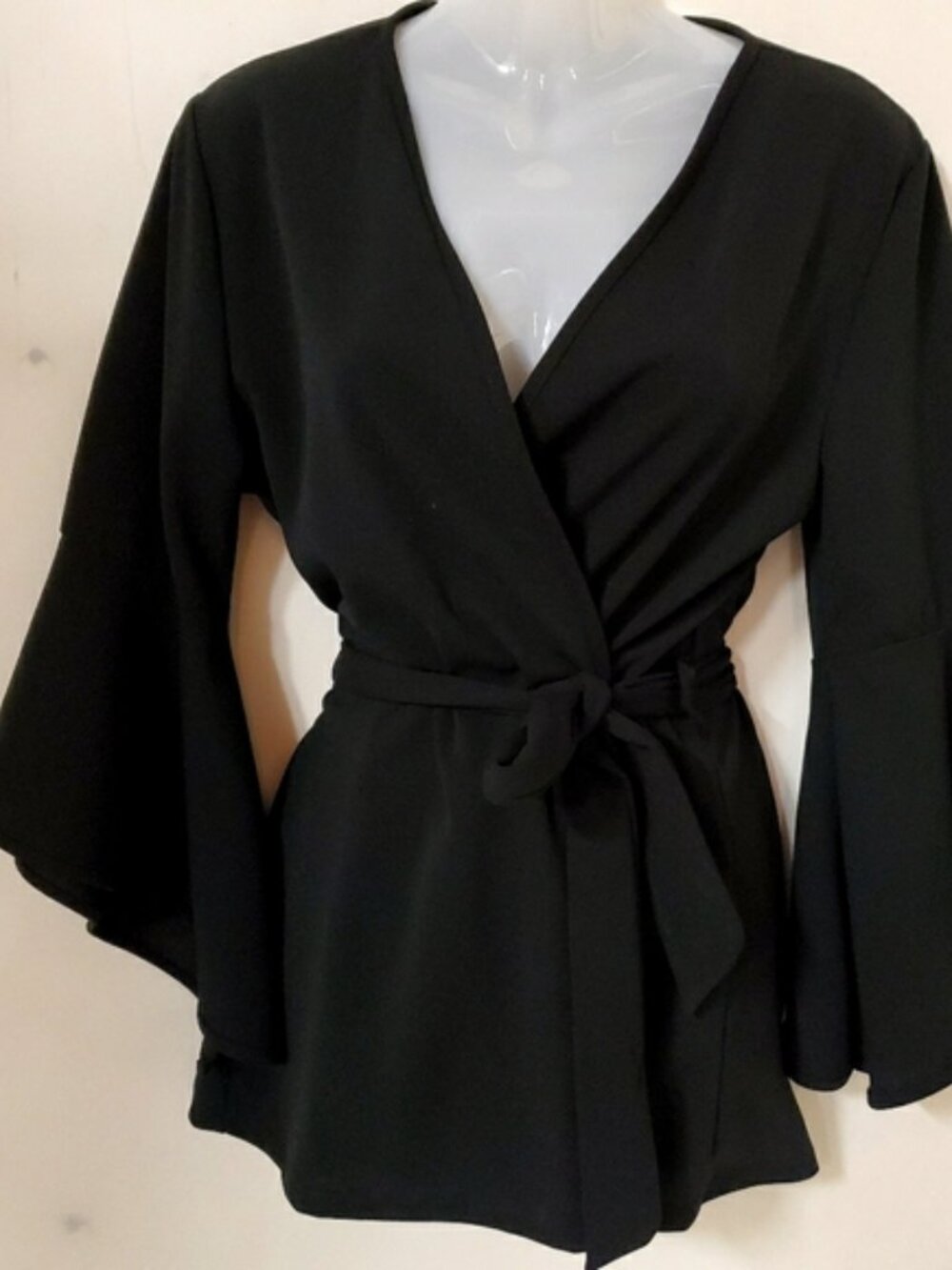 Italian Black Bell Sleeve Top Y2K Inspo